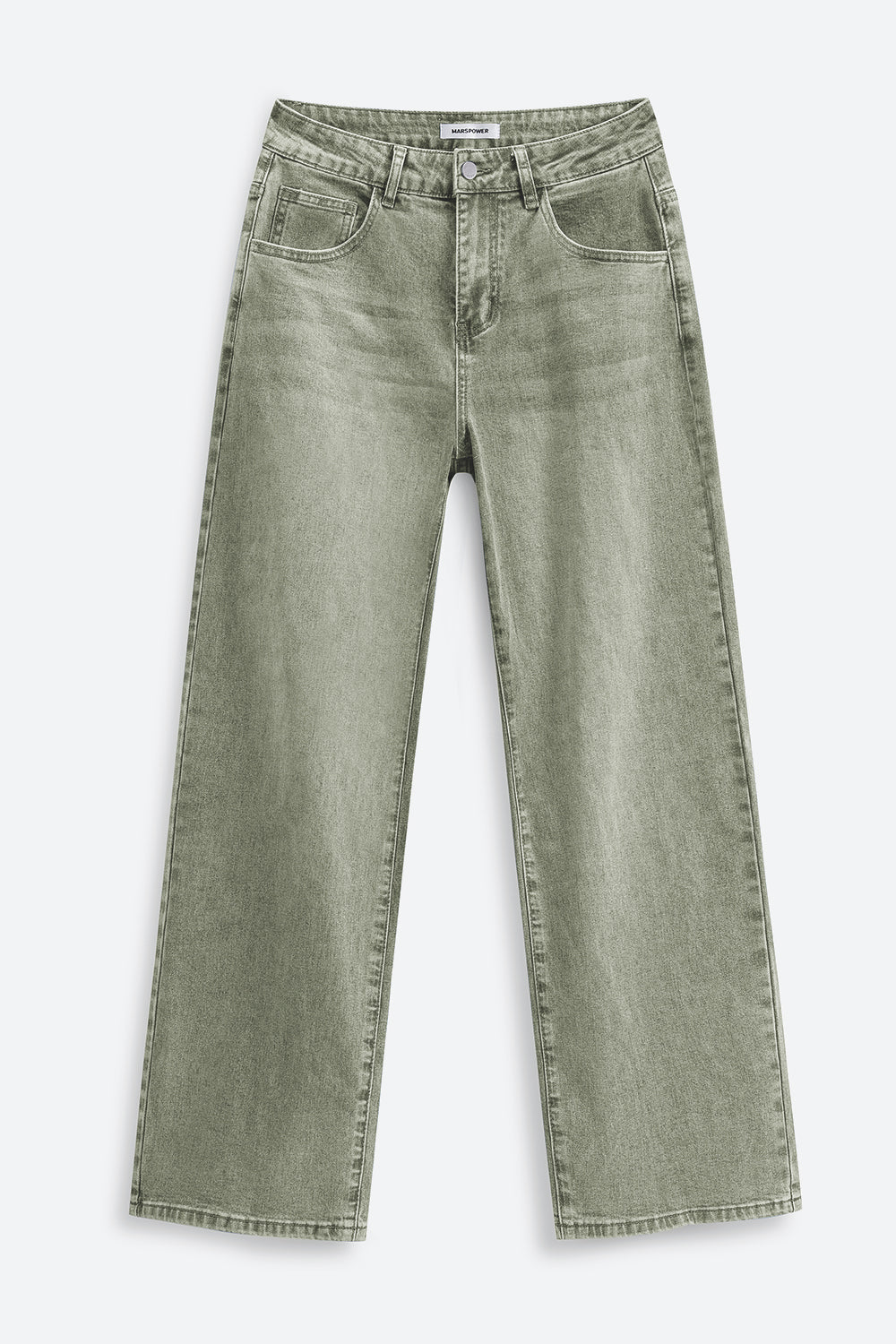 Mars Power Afterlight Wide Straight Leg Jeans - Green