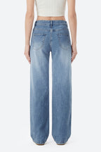Mars Power Afterlight Wide Straight Leg Jeans - Light Blue