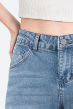 Mars Power Afterlight Wide Straight Leg Jeans - Light Blue