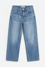 Mars Power Afterlight Wide Straight Leg Jeans - Light Blue