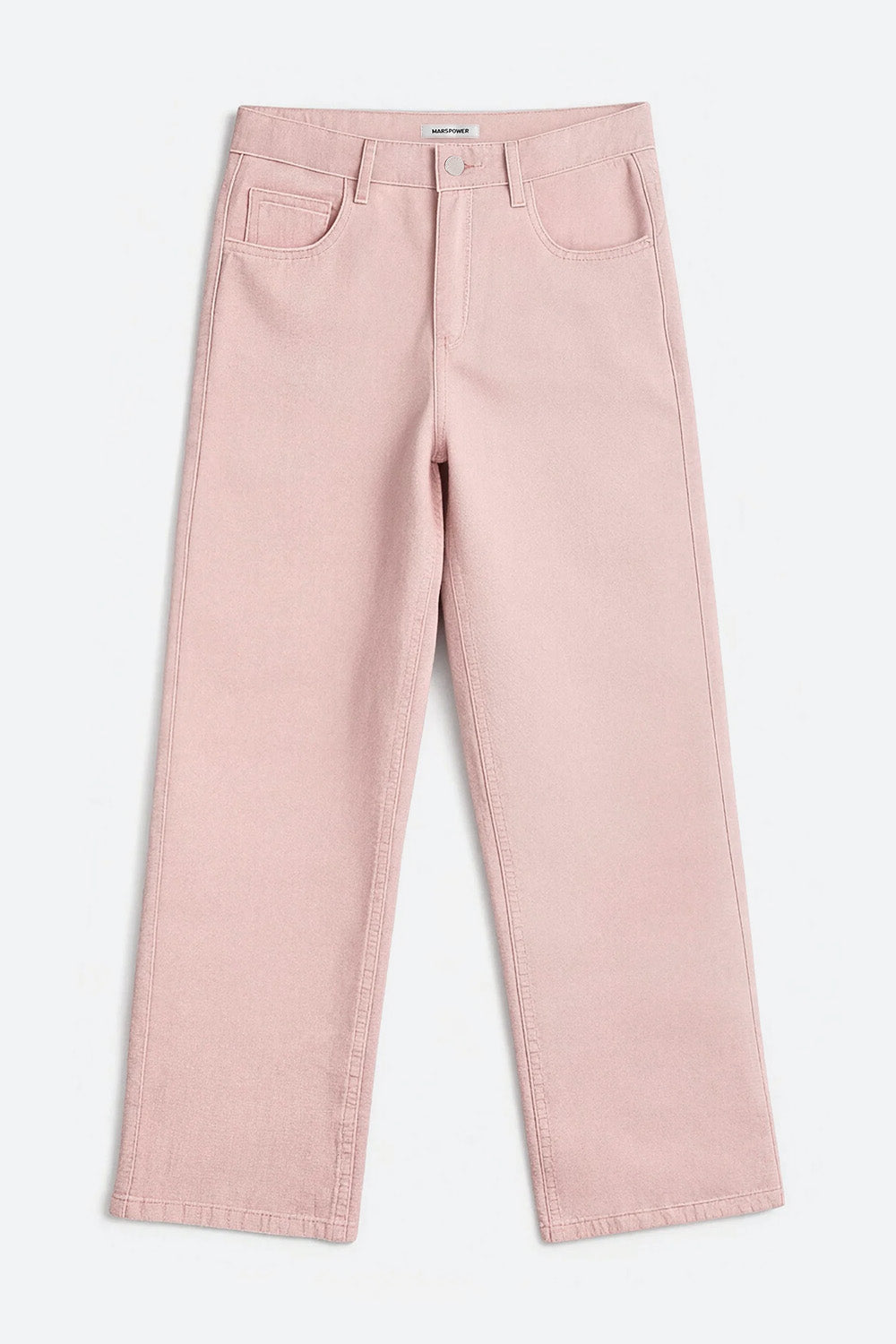 Women wearing pink wide leg stretch jeans